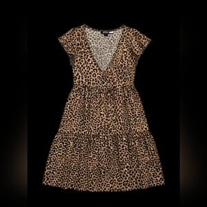 Chic Leopard Print Babydoll Mini Dress